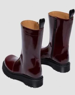 Rejena Laquered Leather Boots in Cherry Red