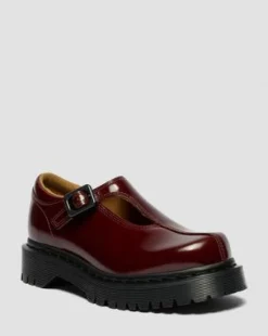 Rejena Mary Jane lackerade läderskor in Cherry Red