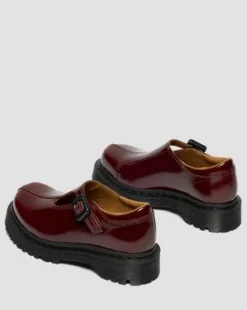 Rejena Mary Jane lackerade läderskor in Cherry Red