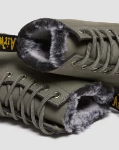1460 Serena fuskpälsfodrade snörkängor i Nubuck-läder in Nickel Grey