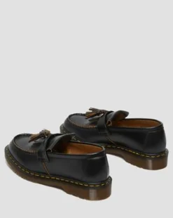 Vintage Adrian Quilon loafers med tofs i läder in Svart