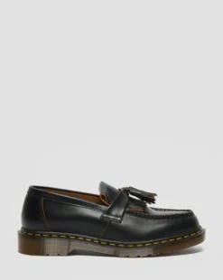 Vintage Adrian Quilon loafers med tofs i läder in Svart