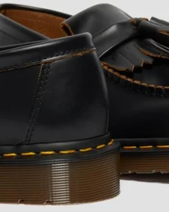 Vintage Adrian Quilon loafers med tofs i läder in Svart