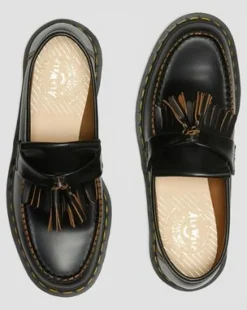 Vintage Adrian Quilon loafers med tofs i läder in Svart