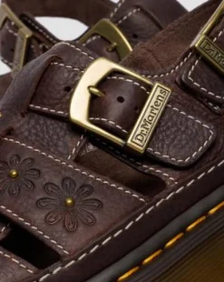 Wrenlie Open Toe Fisherman-sandaler i Grizzly-läder med platformsula in Mörkbrun