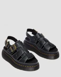 Wrenlie Open Toe Fisherman-sandaler i Nappa-läder med platformsula in Svart