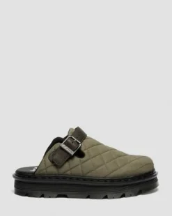 Zebzag quiltade canvas-mules med plattform in Dm’s Olivgrön