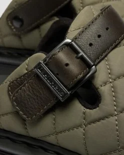 Zebzag quiltade canvas-mules med plattform in Dm’s Olivgrön