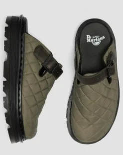 Zebzag quiltade canvas-mules med plattform in Dm’s Olivgrön